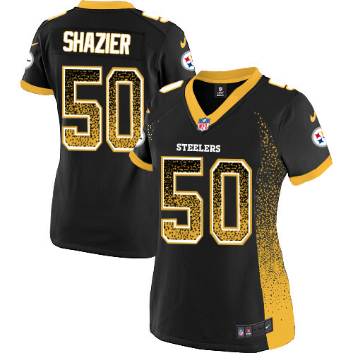 Nike Steelers #50 Ryan Shazier Black Team Color Women's Stitched NFL Elite Drift Fashion Jersey - Click Image to Close